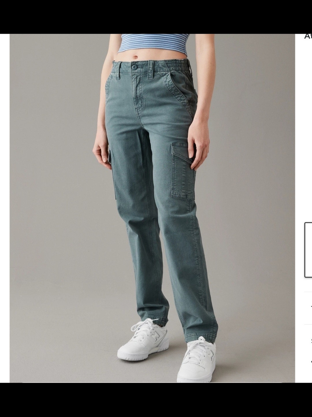 AMERICAN EAGLE Womens Green Stretch High Rise Straight Leg Cargo Utility Pants 4